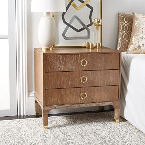 Safavieh Home Collection Lorna 3 Drawer Contemporary Night Stand Nightstand, Natural | Amazon (US)