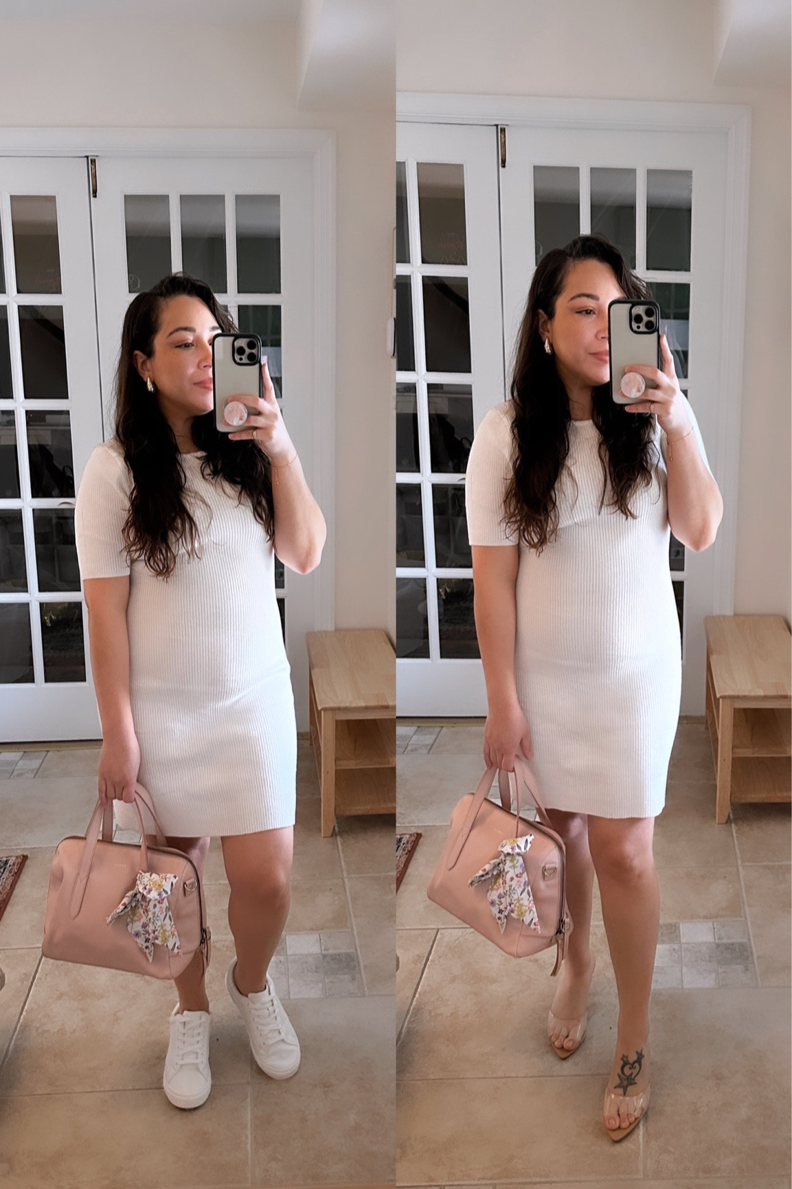 Ready for spring ! 
Love this white dress! Keep casual with sneakers or dress it up with some heels. 
• I sized up on the to keep it more comfy .
It’s super stretchy . For a tighter fit get your usual size .


#LTKshoecrush #LTKfindsunder50 #LTKstyletip
