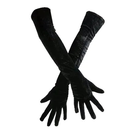 Kaola Vintage Women Full Finger Stretchy Long Evening Party Velvet Gloves Arm Warmers | Walmart (US)