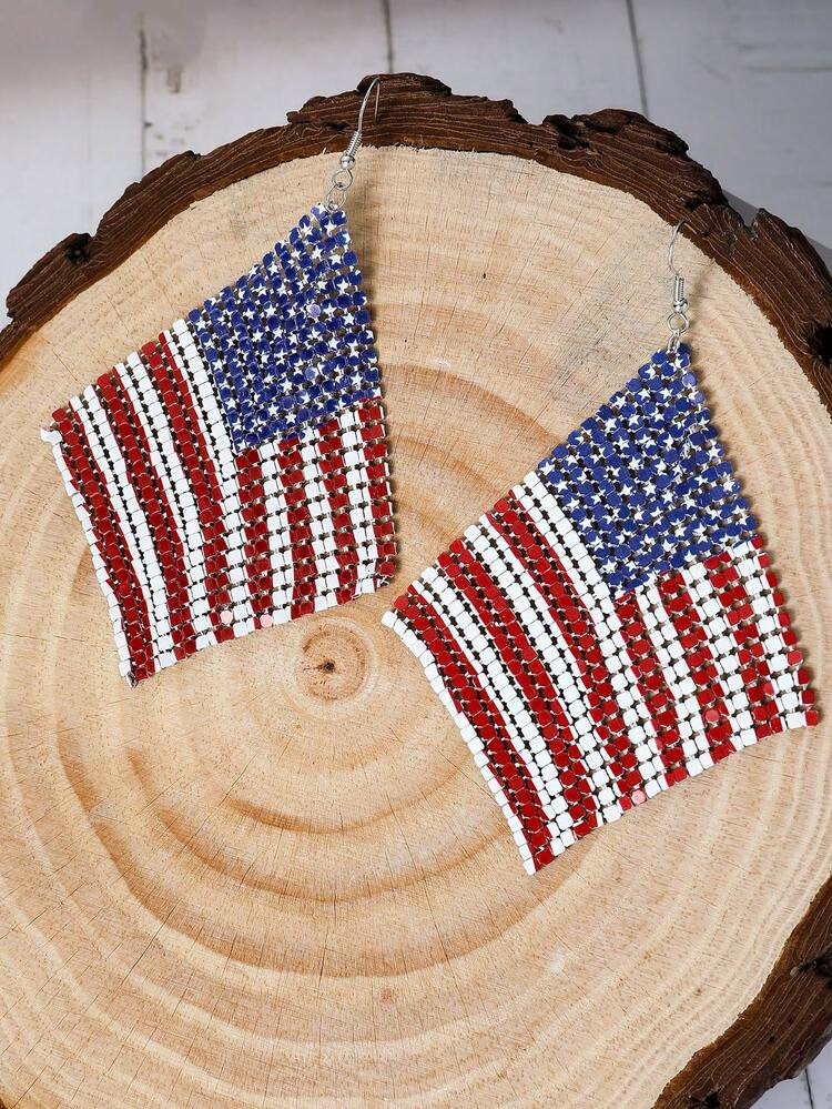 1pair Fashion American Flag Drop Earrings For Women For Daily Decoration
       
              
 ... | SHEIN