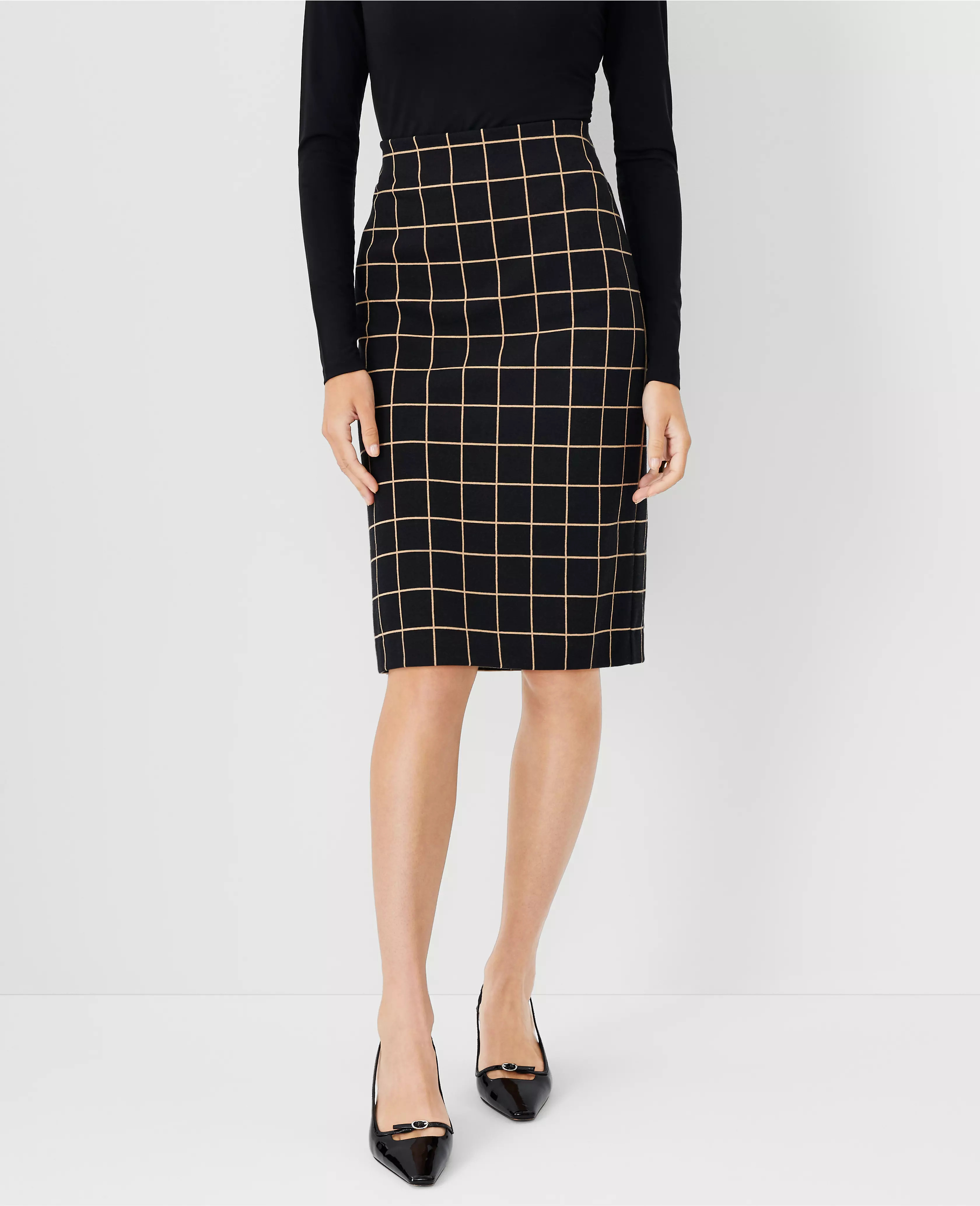 Windowpane Pull On Pencil Skirt | Ann Taylor (US)