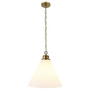 Meyer&Cross Canto 1-Light 16 in. Brass Standard Pendant with White Milk Glass Shade PD1464 - The ... | The Home Depot