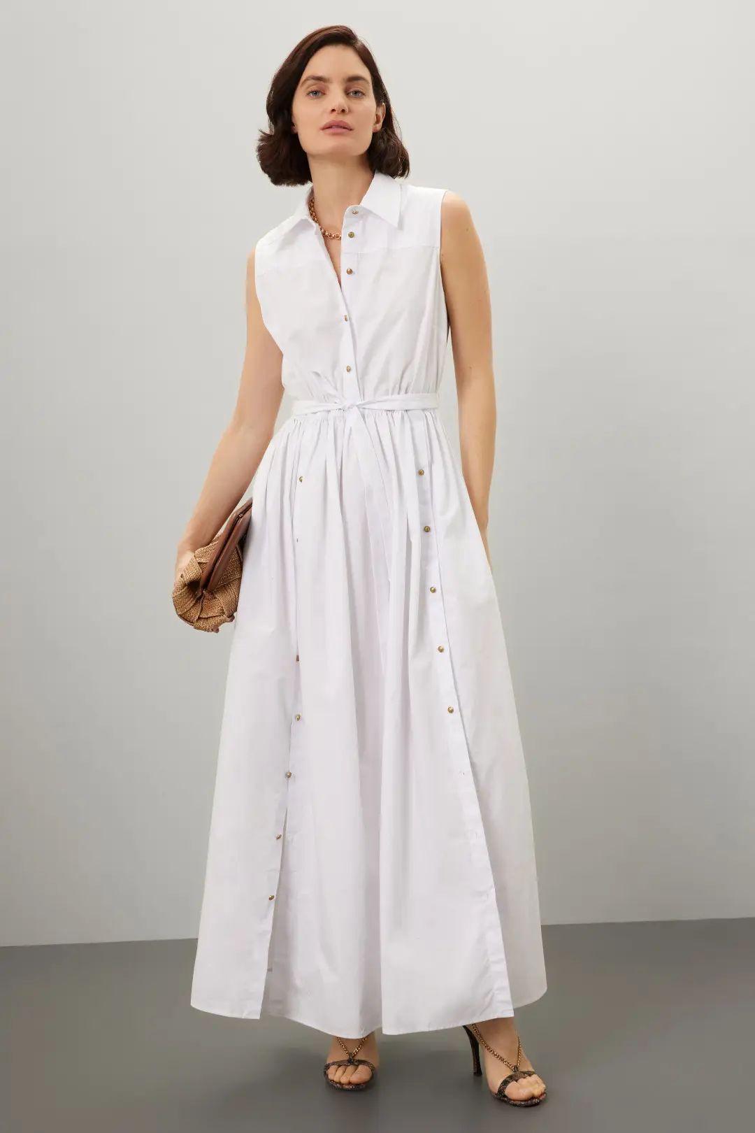 Rosetta Getty Collective White Buttoned Dress | Rent the Runway