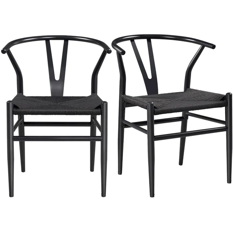 Mid-Century Metal Dining Chair Weave Seat | Wayfair North America