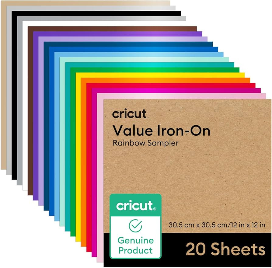 Cricut® Value Iron-On, Rainbow Sampler - 12 in x 12 in (20 ct)- HTV Heat Transfer Vinyl | Amazon (US)