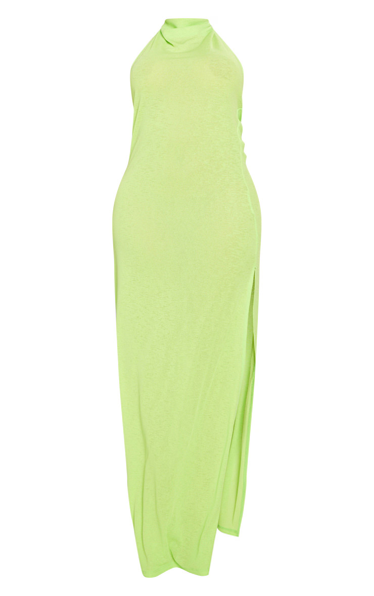 Shape Lime Burnout Halterneck Cowl Neck Maxi Dress | PrettyLittleThing US