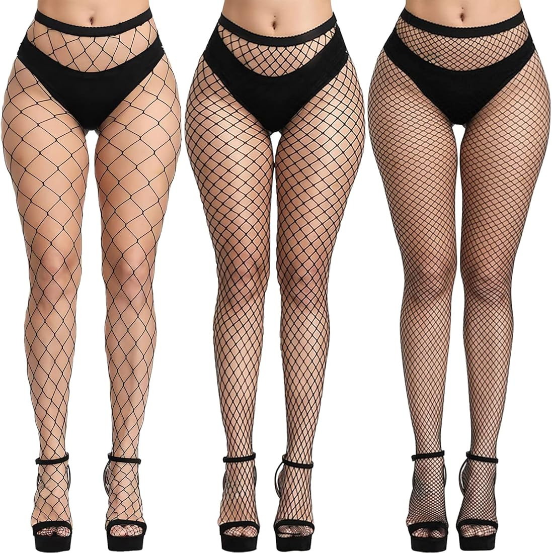 Buauty 3 pcs black fishnet stockings for women, fish nets women, black fishnet tights ladies plus... | Amazon (US)