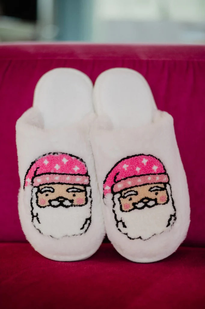 Pink Santa Face Best Women's Slippers | Katydid.com