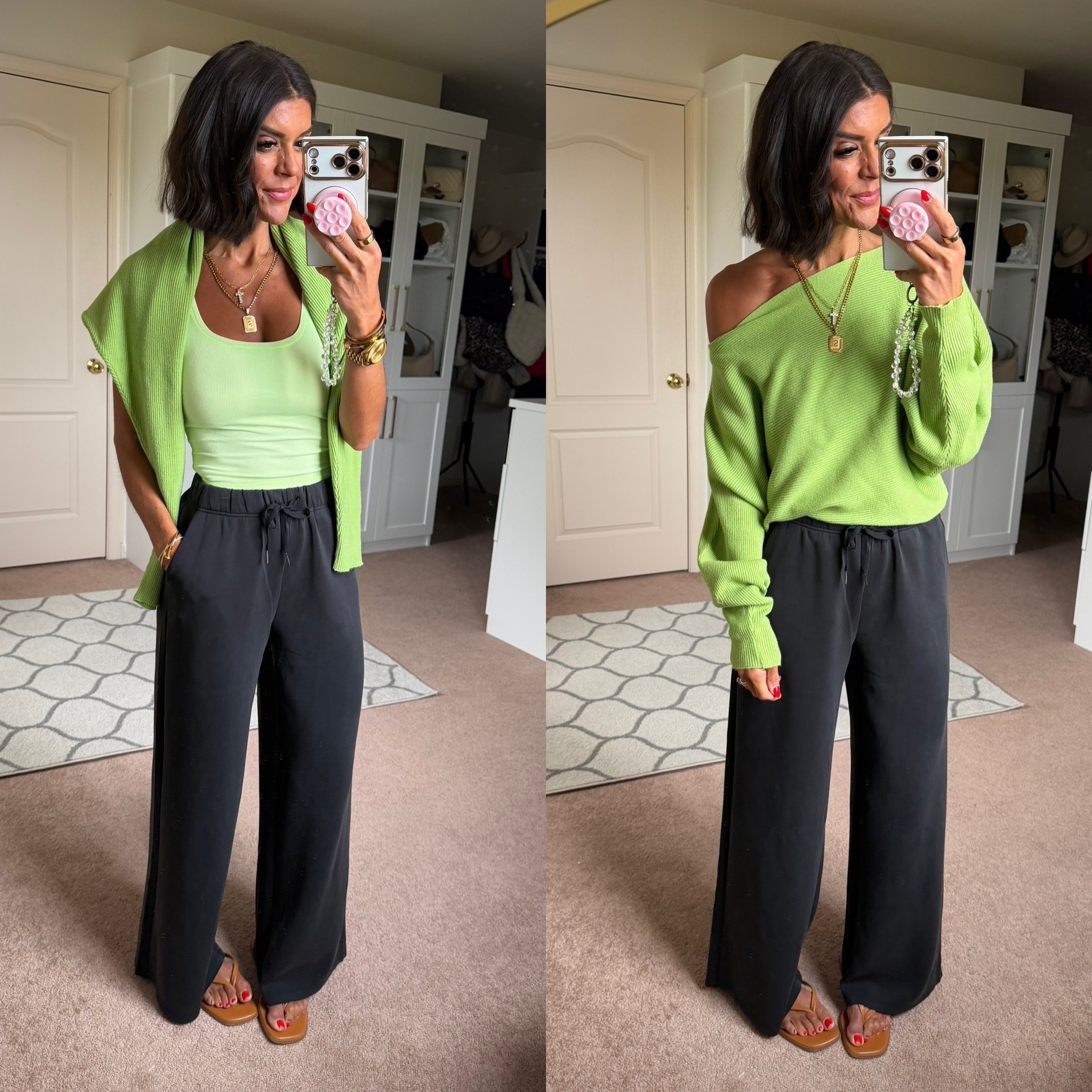  size xs in tank with built in bra and size xs in pants. Sweater is one size fits all

#LTKootd #LTKSeasonal #LTKdayinmylife