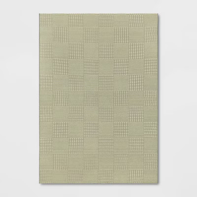 7'x10' Patterned Grid Woven Outdoor Area Rug Green - Threshold™ designed with Studio McGee | Target