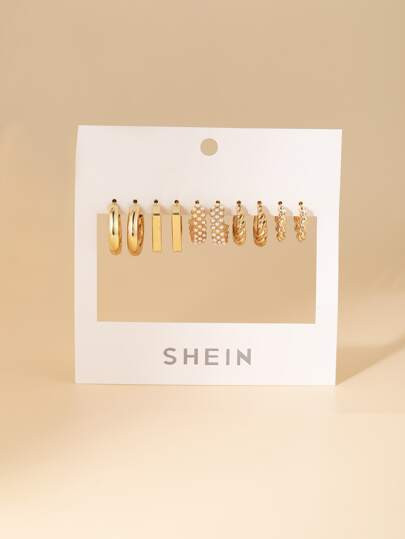 5pairs Faux Pearl Decor Hoop Earrings | SHEIN