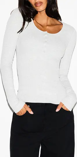SKIMS Cotton RIb Scoop Neck Henley | Nordstrom | Nordstrom