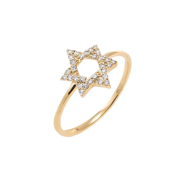 Diamond Pave Star Of David Ring 14K | Adina Eden