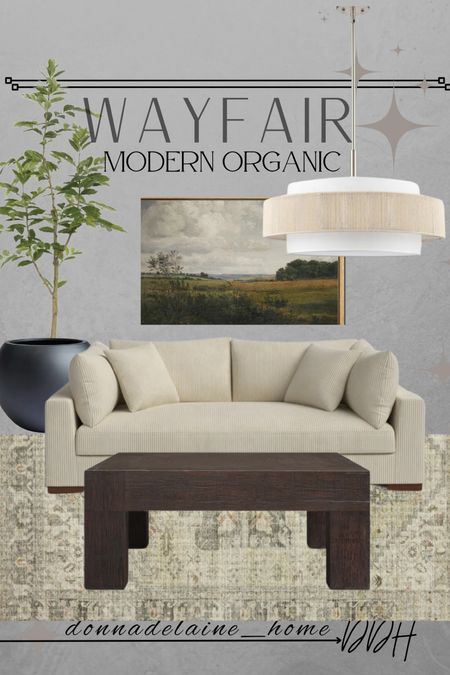 Modern organic..Living room inspiration✨ with affordable Wayfair finds! 
Beautiful sofa for a fabulous price! 
And such a pretty drum chandelier..under $100 right now. 
Family room, functional spaces 

#LTKFamily #LTKHome