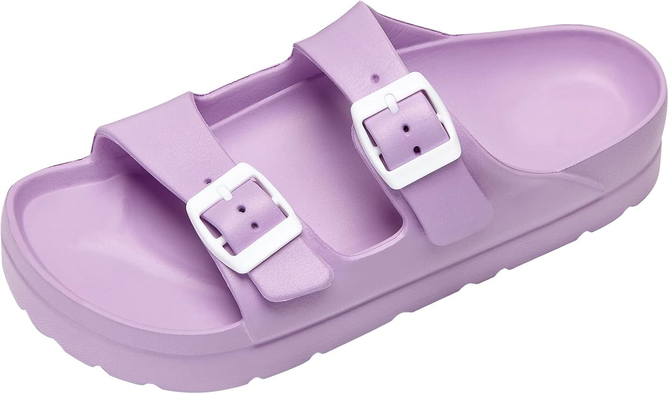 Women's Platform Sandals, Adjustable Buckle Flat Sandals, Comfort Slides with Arch Support, Women... | Amazon (US)