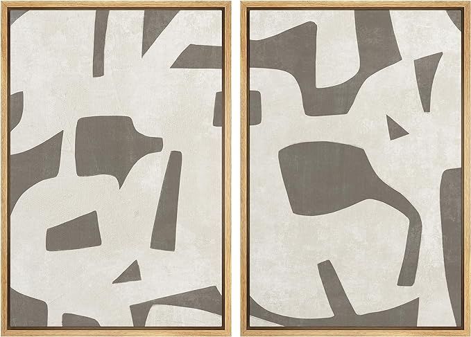 MUDECOR Framed Canvas Print Wall Art Set Mid-Century Tan Paint Strokes Abstract Shape Illustratio... | Amazon (US)