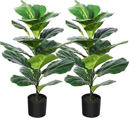 CROSOFMI Artificial Fiddle Leaf Fig Tree 35 Inch Fake Ficus Lyrata Plant with 28 Leaves Faux Plan... | Amazon (CA)