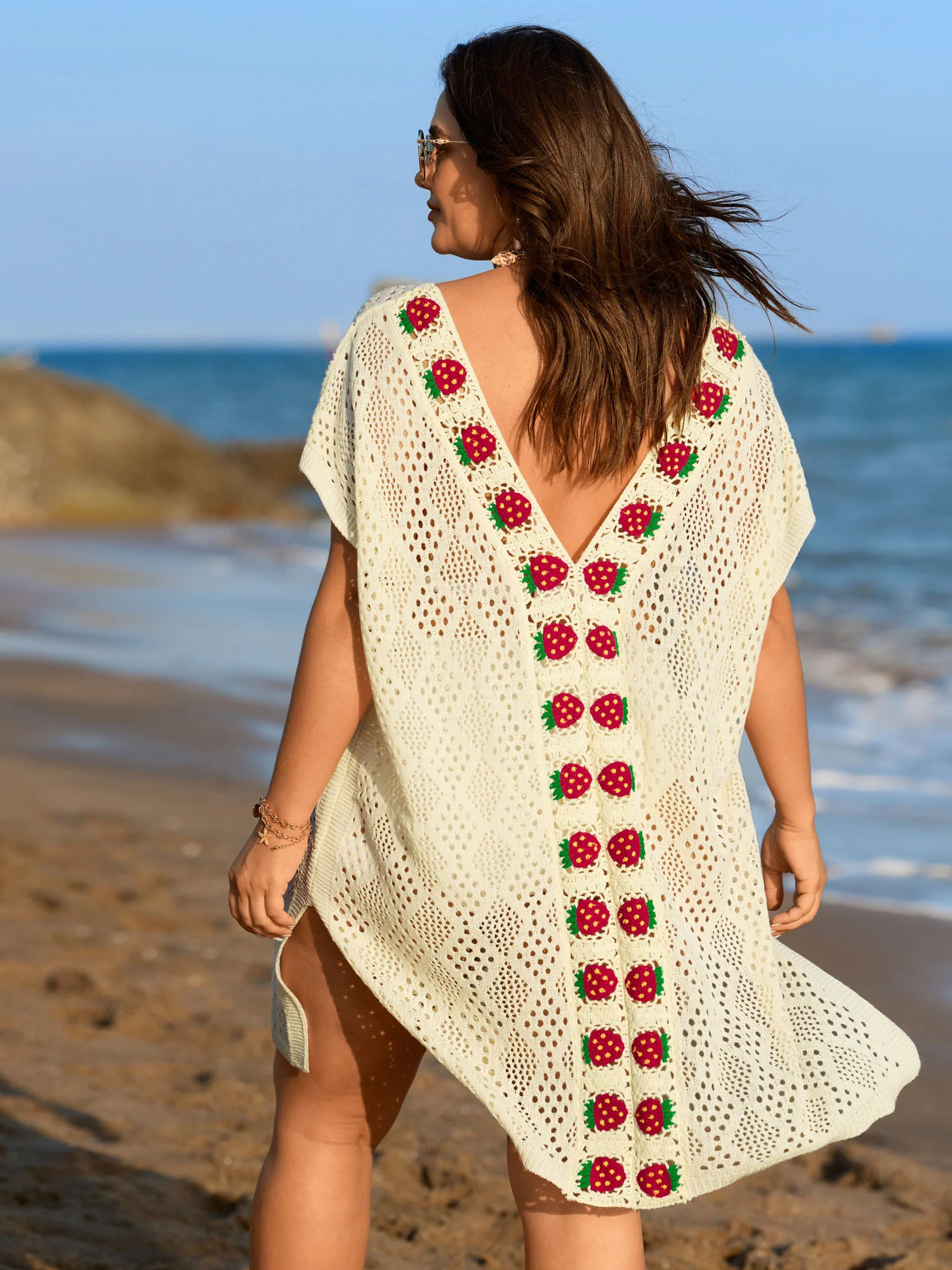 Textured Cut-Out Strawberry Swim Cover-Up | Bloomchic