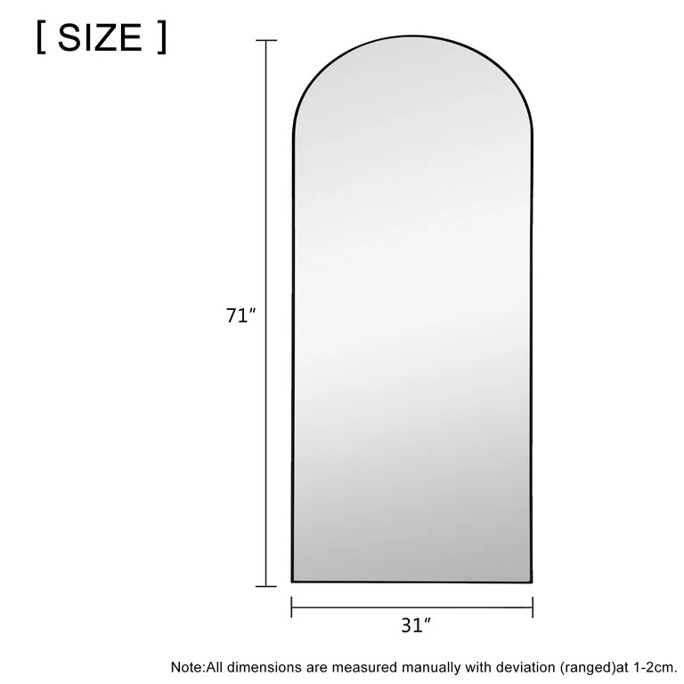 NeuType Full Length Mirror Floor Arched Black 71"x32" - Walmart.com | Walmart (US)