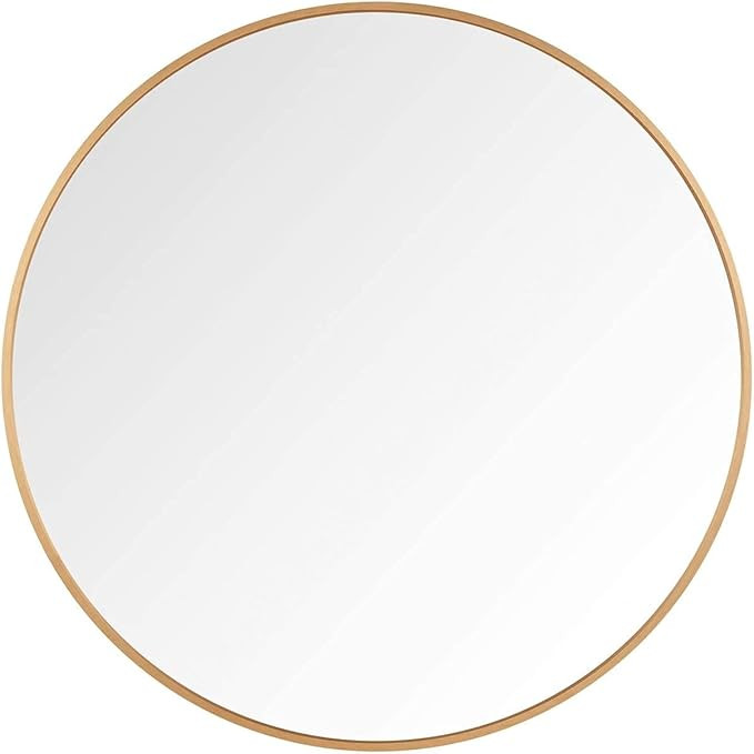 Round Mirror 36 inch Circle Wall Mirror Gold, Metal Framed Mirror for Bedroom, Bathroom, Living R... | Amazon (US)