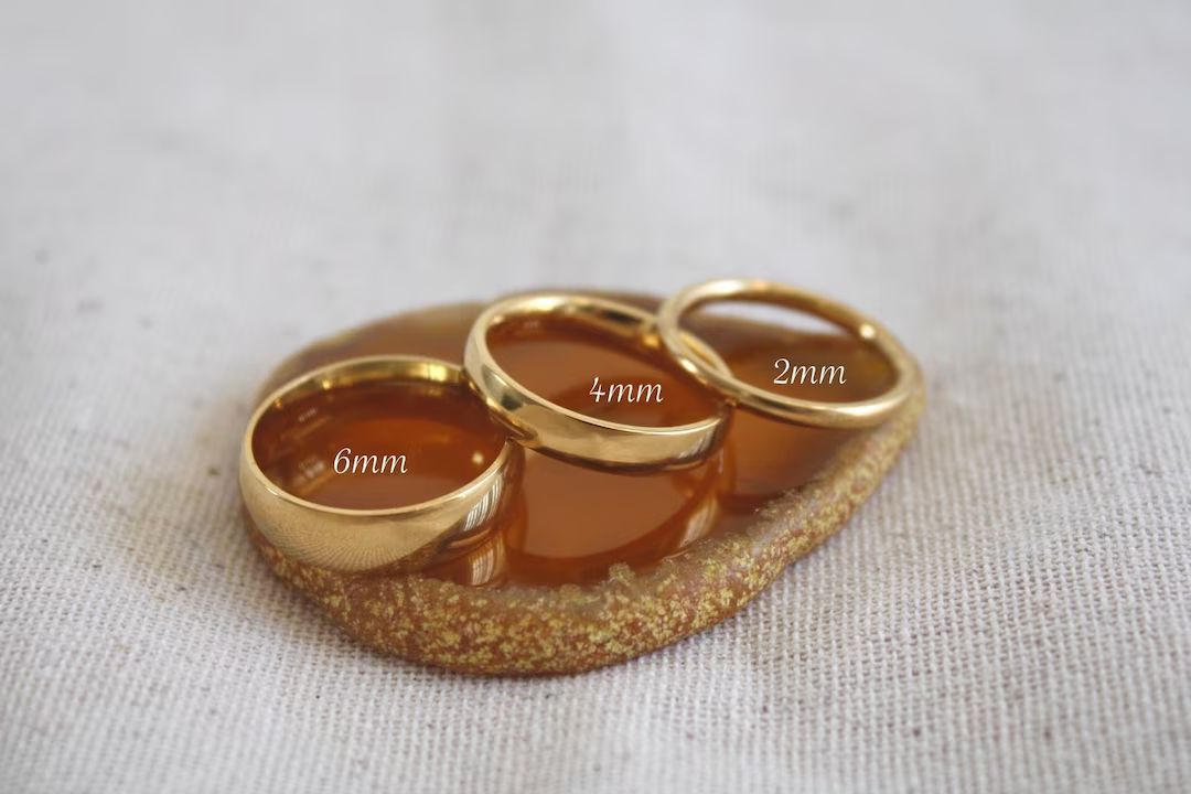 18K Gold Ring | WATERPROOF | Gold Band Ring | Thin Thick Gold Ring | Stacking Ring | Wedding Enga... | Etsy (US)
