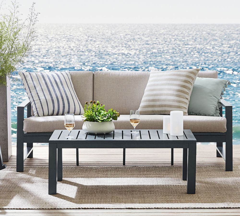 Indio Metal 72.5" Sofa, Slate | Pottery Barn (US)