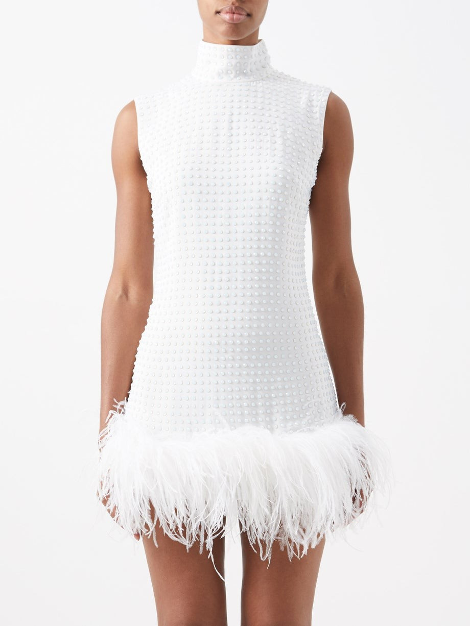 Umiko crystal-embellished feather-trim mini dress | 16Arlington | Matches (US)