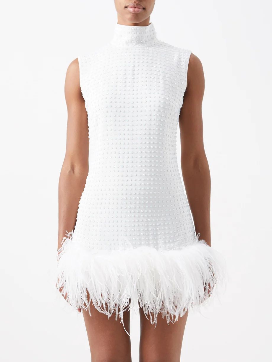 Umiko crystal-embellished feather-trim mini dress | 16Arlington | Matches (US)