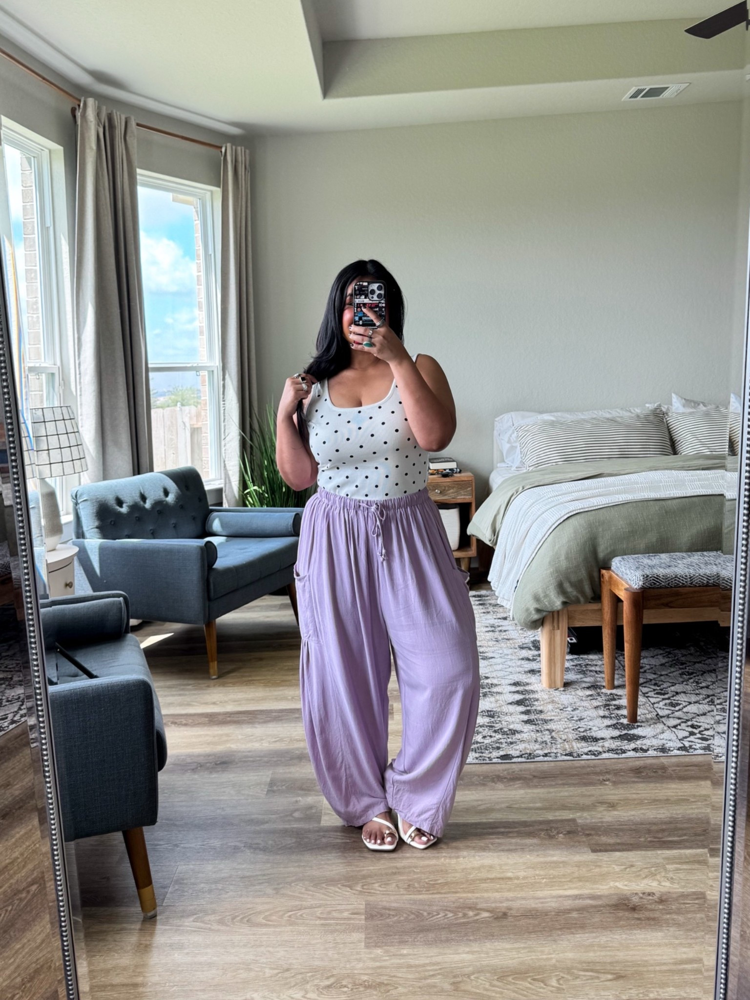 I’m 5’1” size 12, large. Entire outfit is Amazon. 
PANTS: size L, very light and loose fitting linen, the waist has a ton of stretch
TANK: size L, could’ve sized down to a M, so stretchy, full length tank
SANDALS: true to size
**the grey pants I’m wearing at the beginning of my IG reel are the Aerie street trousers and they’re linked! size L short. The short was still too long, so I just cut them. They do run big, but I love the oversized fit of my true size.

#LTKPetite #LTKMidsize #LTKOver40