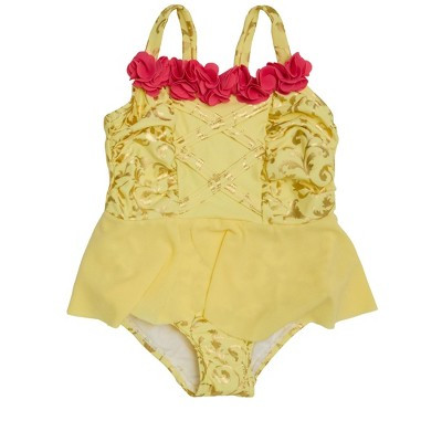 RuffleButts Baby Girls UPF50+ Princess Dress-Up One Piece Swimsuit - Golden Princess, 18-24m | Target