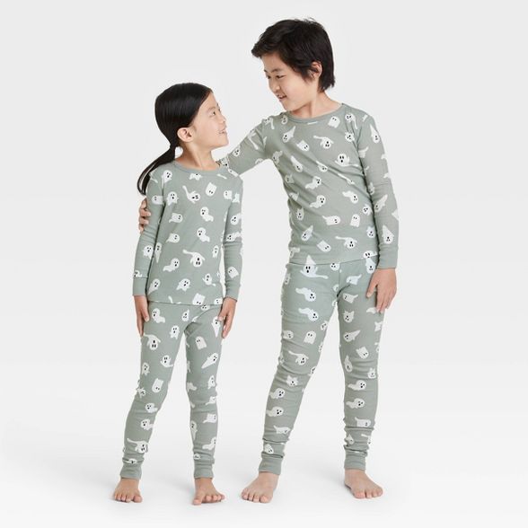 Kids' Halloween Ghost Print Matching Family Pajama Set - Gray | Target