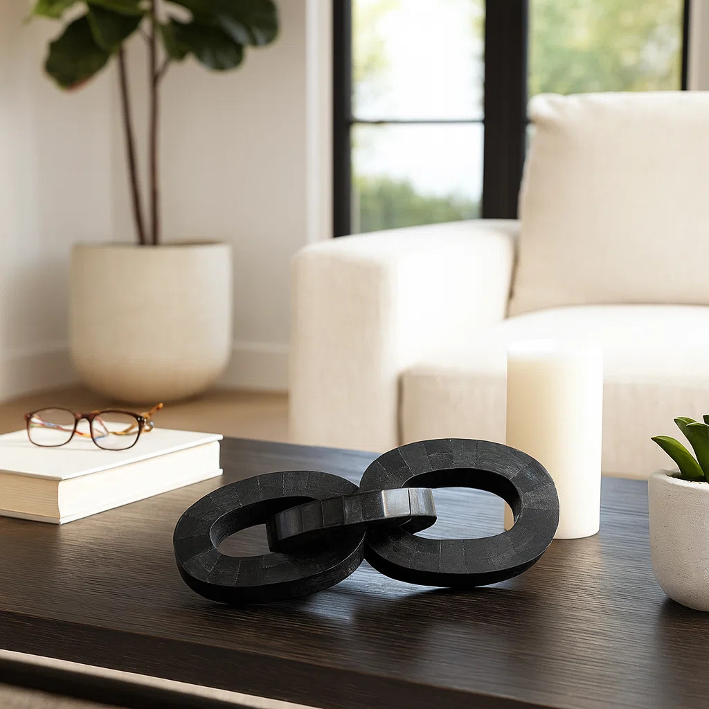 Wrought Studio™ Decorative Object Wood Resin Modern Chain Link Sculpture Contemporary Accent Fo... | Wayfair North America