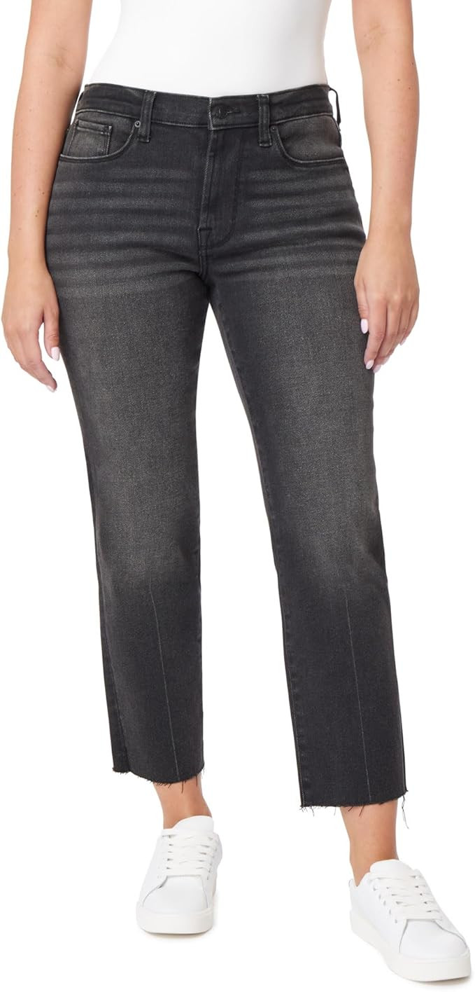 kensie Jeans Women's The Allie Vintage Luxe High-Rise Slim Straight Raw Hem 27-Inch Inseam, Sizes... | Amazon (US)