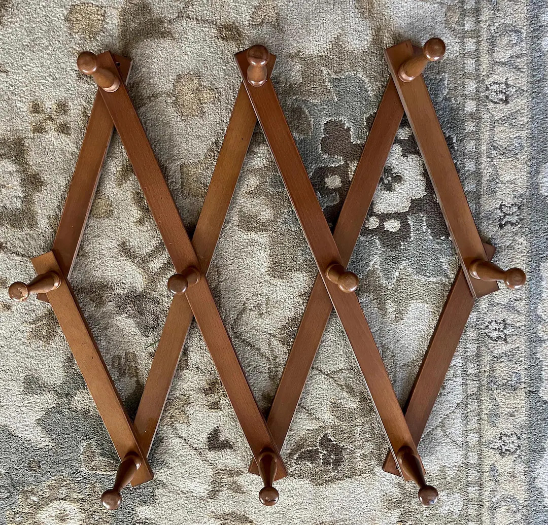 Vintage Wooden 10-peg Accordion Rack, 21” | Etsy (US)
