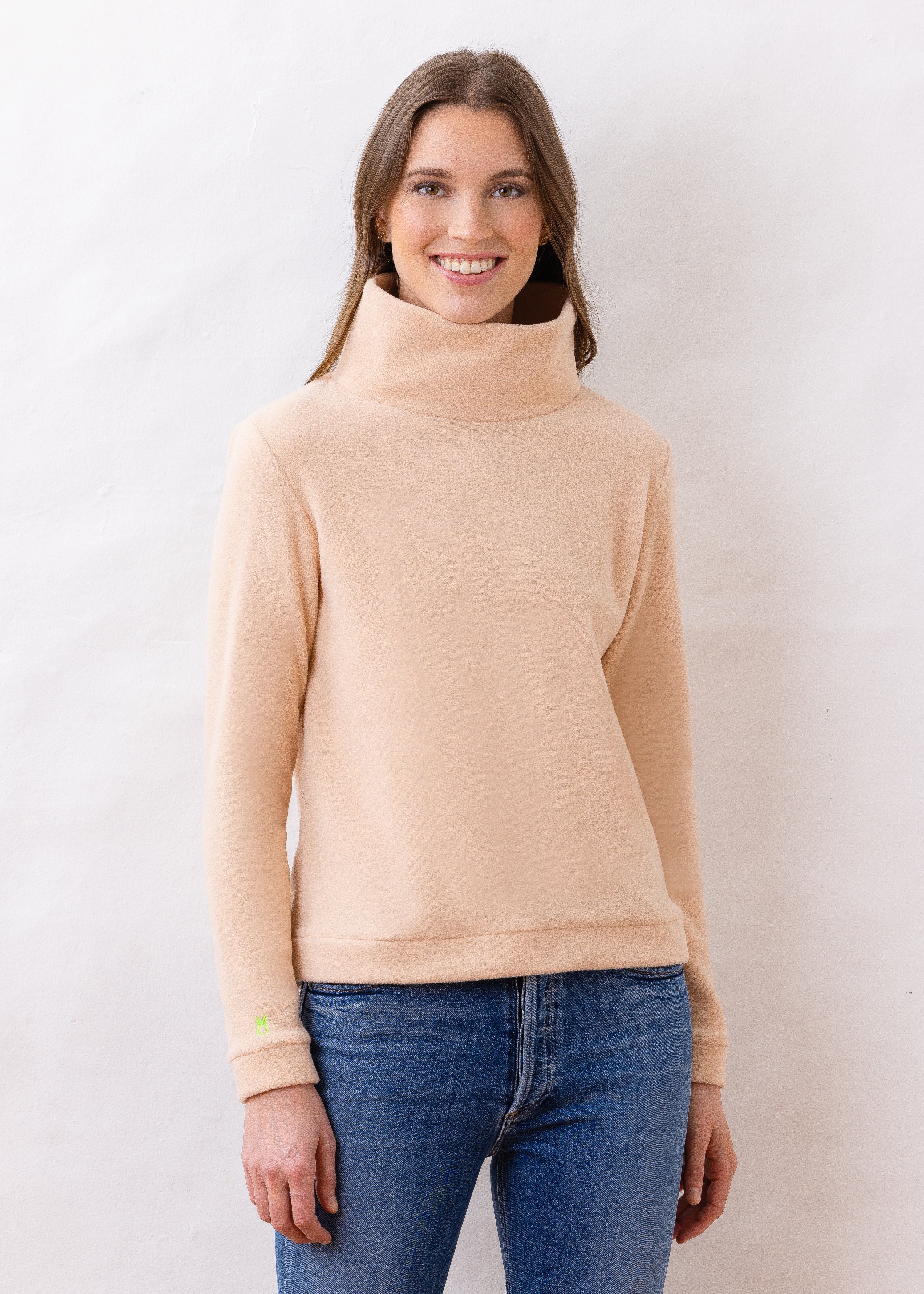 Park Slope Turtleneck in Vello Fleece (Natural Blush) | Dudley Stephens