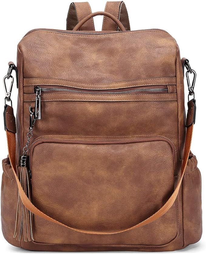 Amazon.com: Backpack Purse For Women Fashion Leather Designer Travel Large Ladies Shoulder Bags w... | Amazon (US)