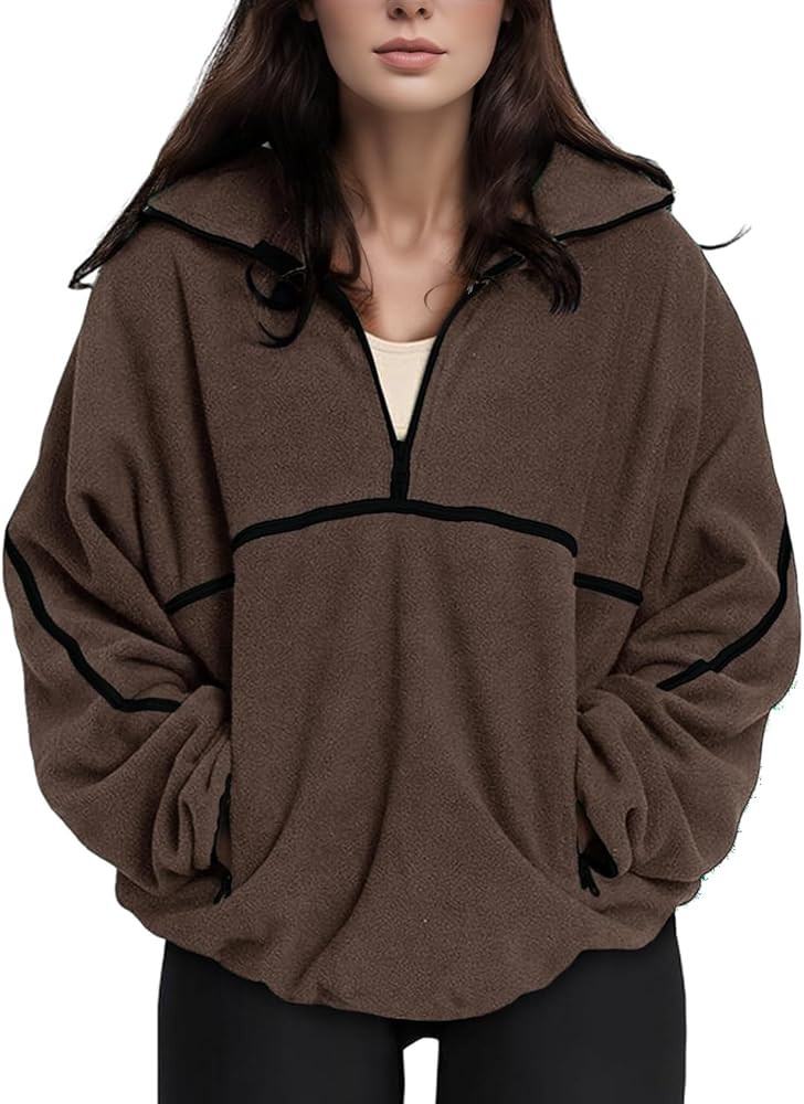 Yimoon Women's Oversized Sweatshirt Quarter Zip Fleece Pullover Casual Long Sleeve Loose Fall Fuz... | Amazon (US)