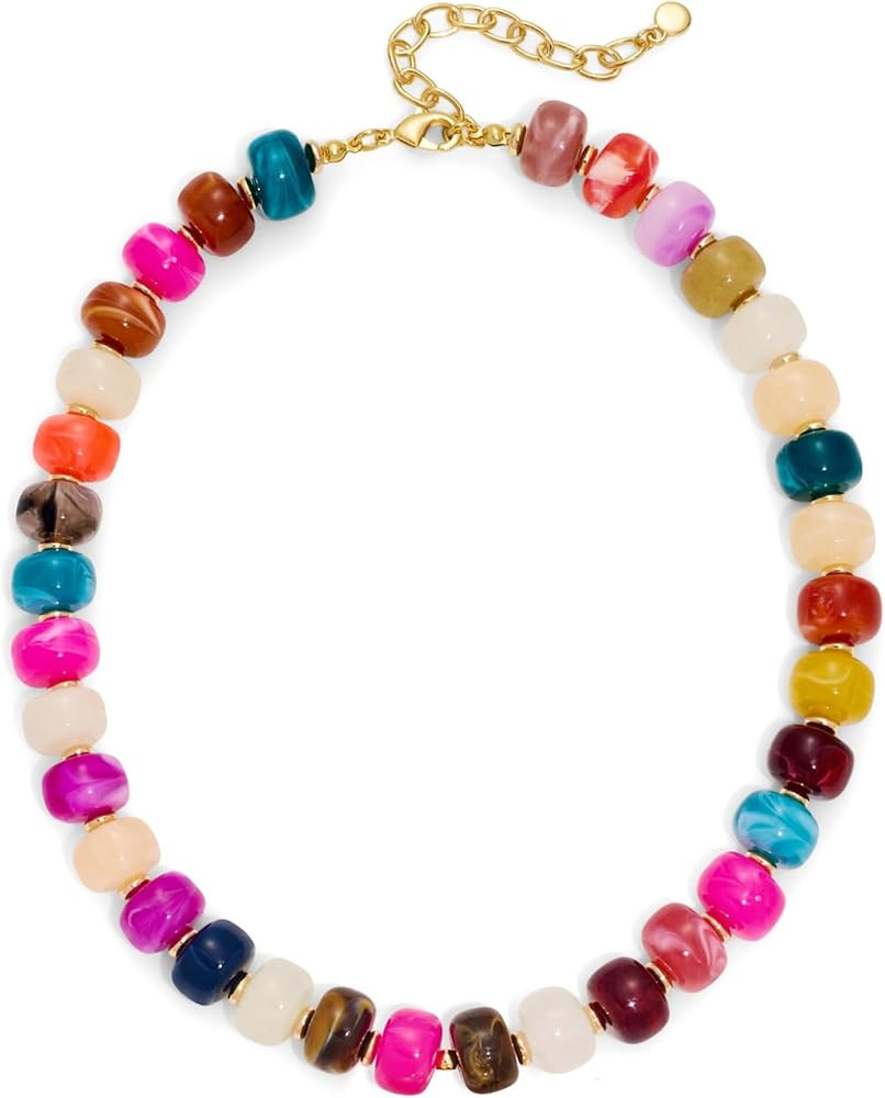 Colorful Acrylic Beaded Necklaces for Women,Handmade Boho Chunky Statement Resin Bead Choker Coll... | Amazon (US)
