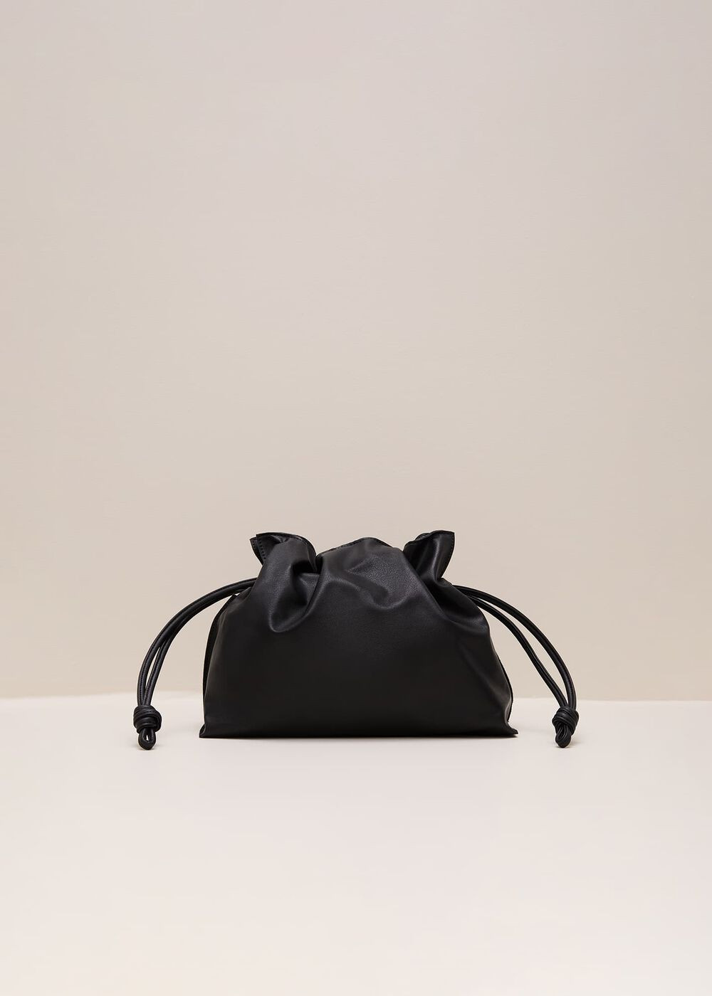 Black Leather Drawstring Soft Pouch Bag | Phase Eight UK | | Phase Eight