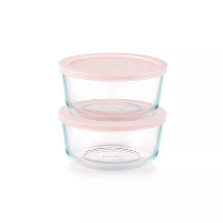 Pyrex 6pc 1 Cup Round Glass Food Storage Value Pack - Pink