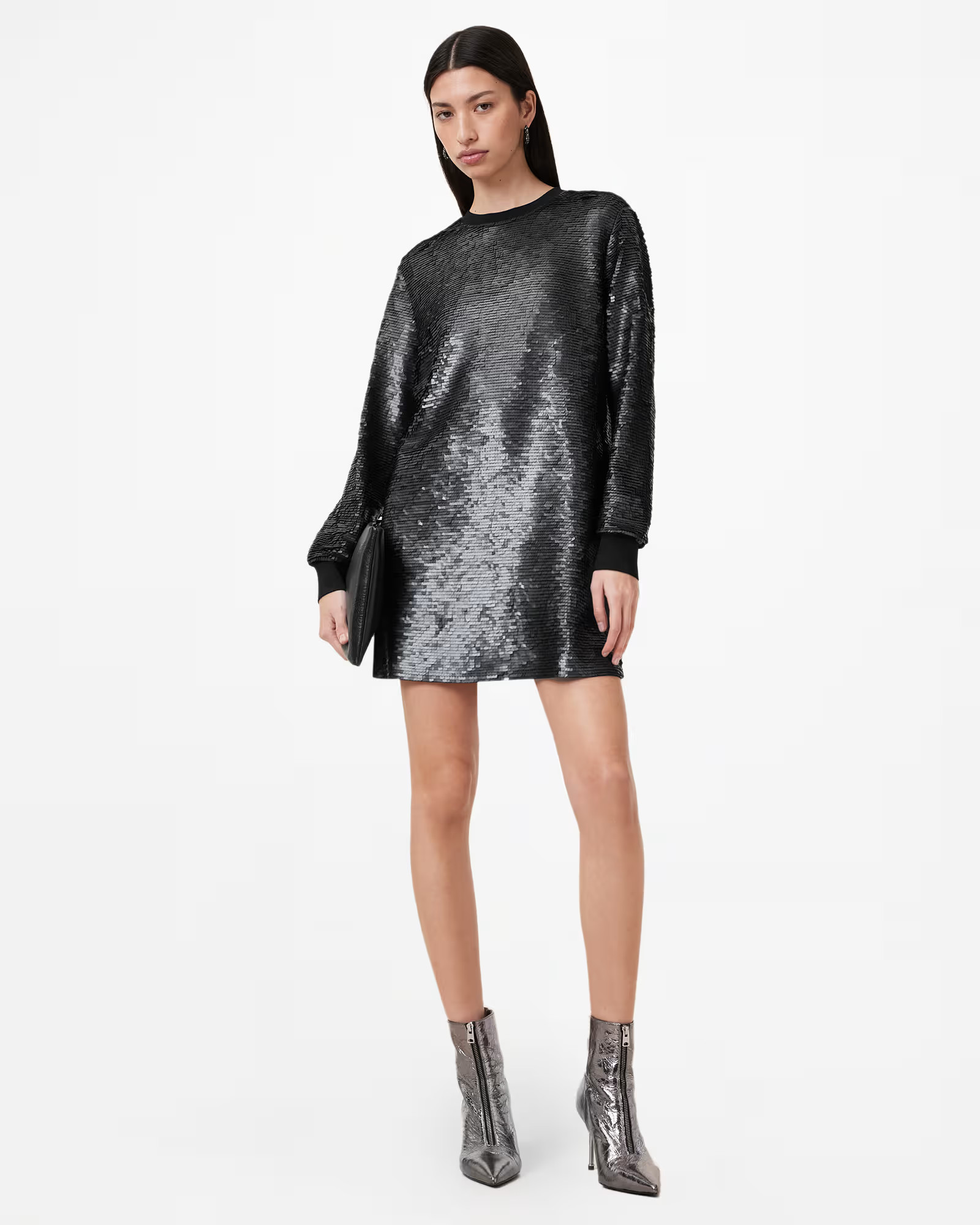 Jaya Puff Sleeve Mini Dress Black | ALLSAINTS | AllSaints UK