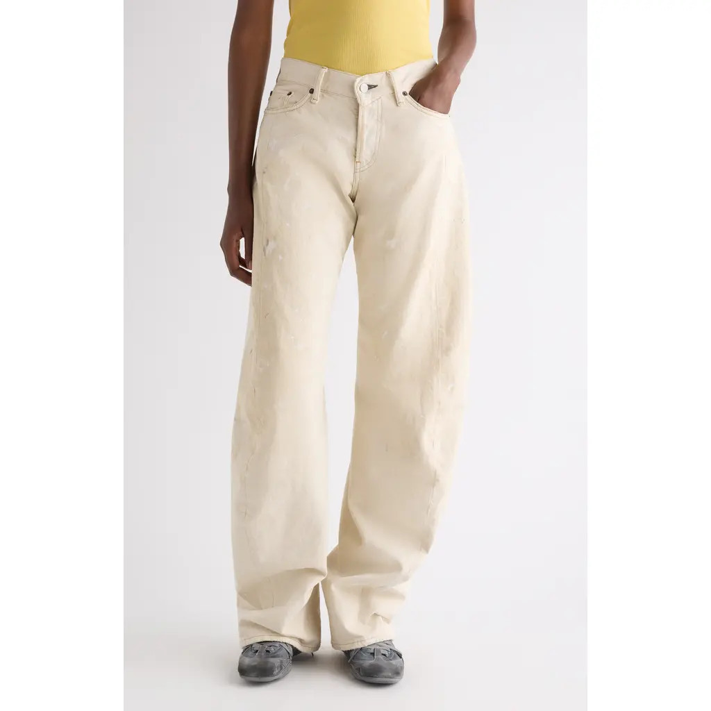 Acne Studios 2023 Paint Splatter Loose Fit Jeans in White at Nordstrom, Size X-Small | Nordstrom