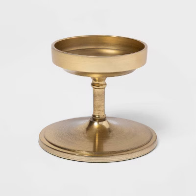 4.2" x 3.5" Brass Pillar Candle Holder Gold - Threshold™ | Target