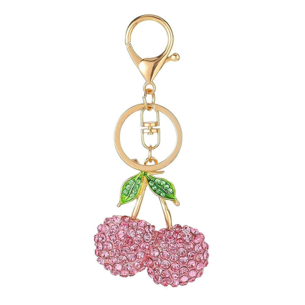 Rhinestone Cherry Keychain Cute Sparkling Fruit Cherry Bag Charms | Amazon (US)