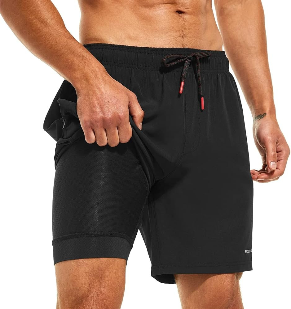 HODOSPORTS Mens 7" Swim Trunks with Compression Liner S-6XL Quick Dry Swimming Shorts Zipper Pock... | Amazon (US)