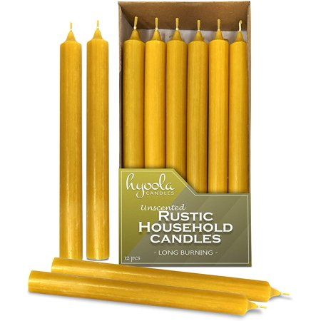Hyoola 10 inch Smokeless Dripless Dinner Candles Straight Unscented Taper Candles - Rustic Mustard Yellow | Walmart (US)