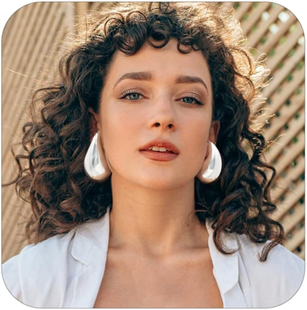 Extra Large Drop Earring Dupes, Oversized Chunky Gold Hoop Earrings for Women Girl Lightweight Hy... | Amazon (US)