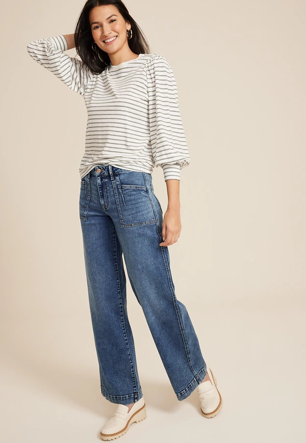 Patch Pocket High Rise Wide Leg Jean | Maurices