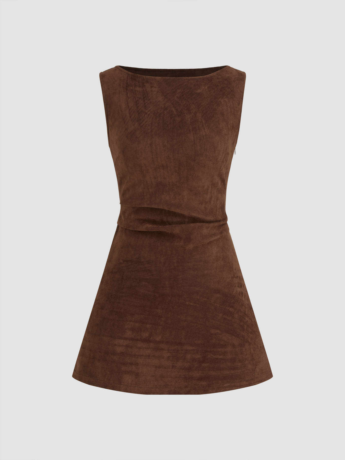 Suede Boat Neck Ruched Mini... | Cider