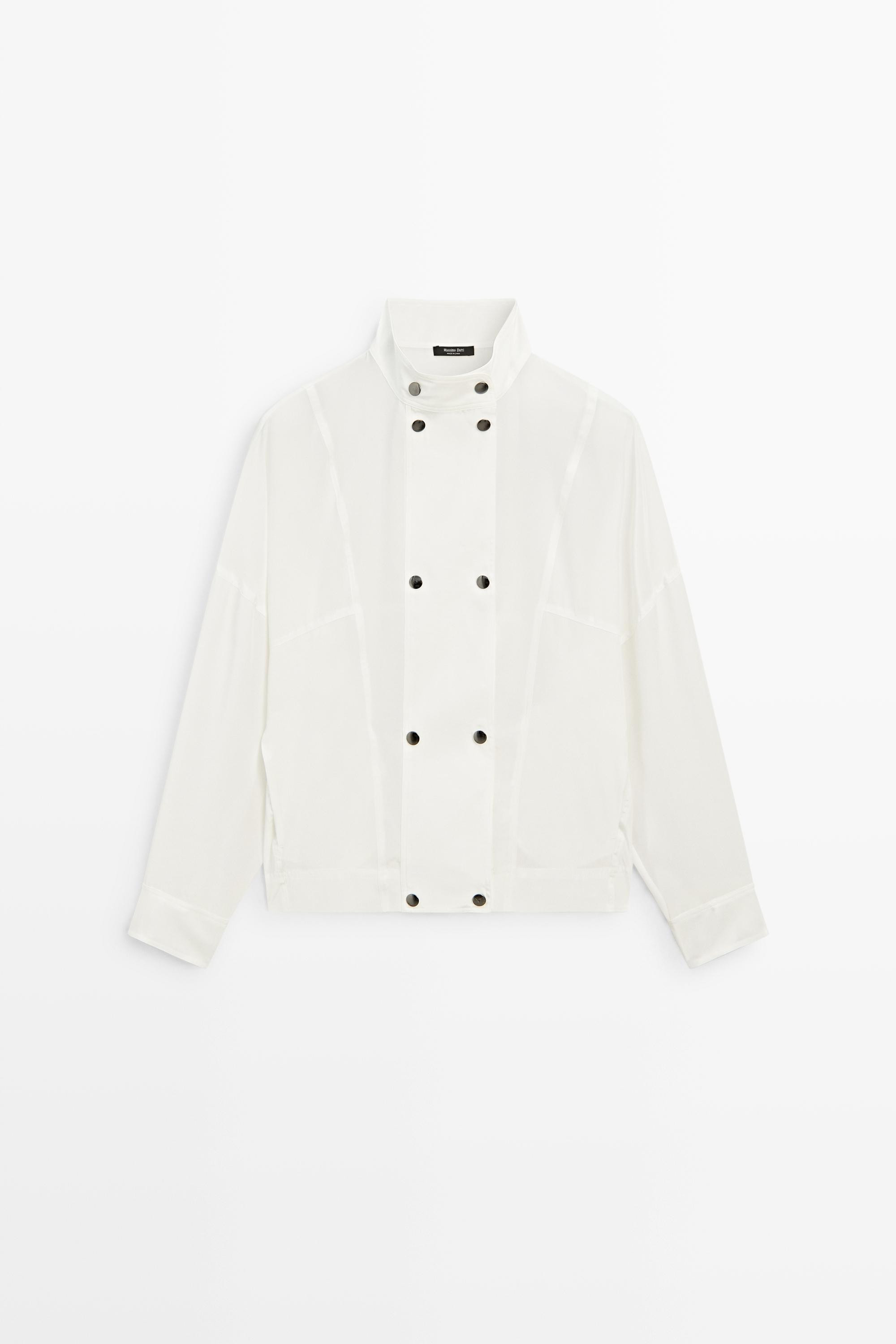Chemise \u00e0 col officier et fermeture pression | Massimo Dutti FR